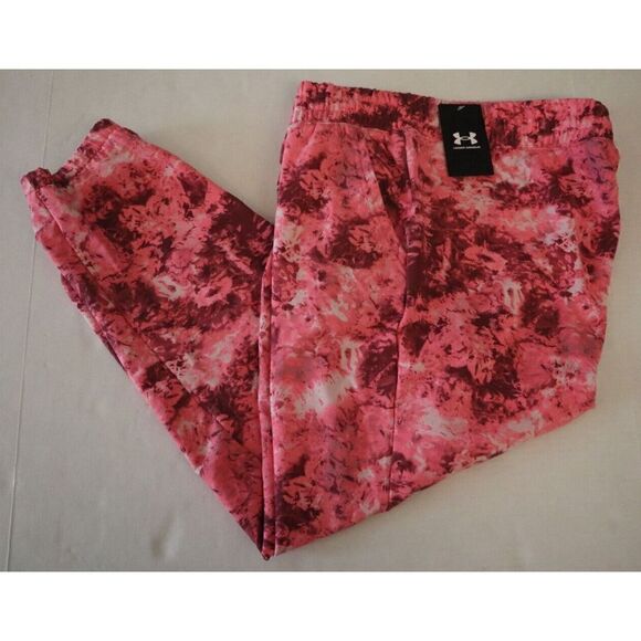 Under Armour 1373040 669 Womens Sz Medium Pink Tie Dye Rival Terry Print Joggers - Picture 8 of 9